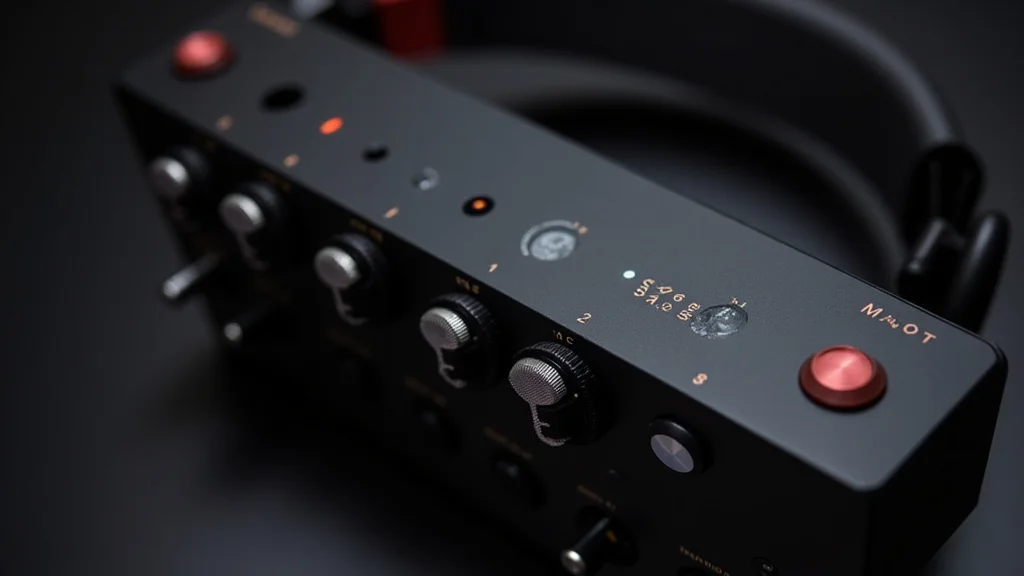 The image shows a modern headphone amplifier, simplifying understanding headphone amplifiers made simple.