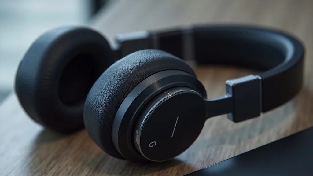 The image shows a person using modern Bluetooth headphones, perfect for Your First Headphones Bluetooth Guide.